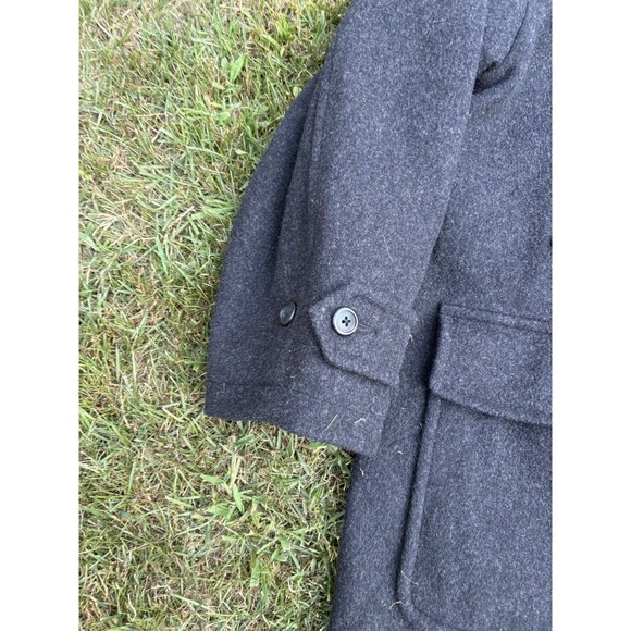 LL Bean Coat Mens XL 100% Wool Jacket Quilt Lined Thinsulate Button Zip Gray - Picture 3 of 9